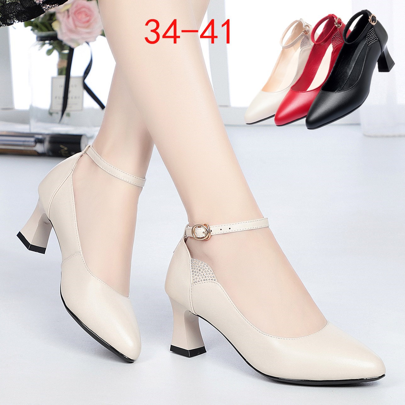 (Mới) Mã L3142 Giá 940K: Giày Cao Gót Nữ Yatdho Mũi Nhọn Gót Vuông Hàng Mùa Hè Giày Dép Nữ Chất Liệu Da Bò G03 Sản Phẩm Mới, (Miễn Phí Vận Chuyển Toàn Quốc).