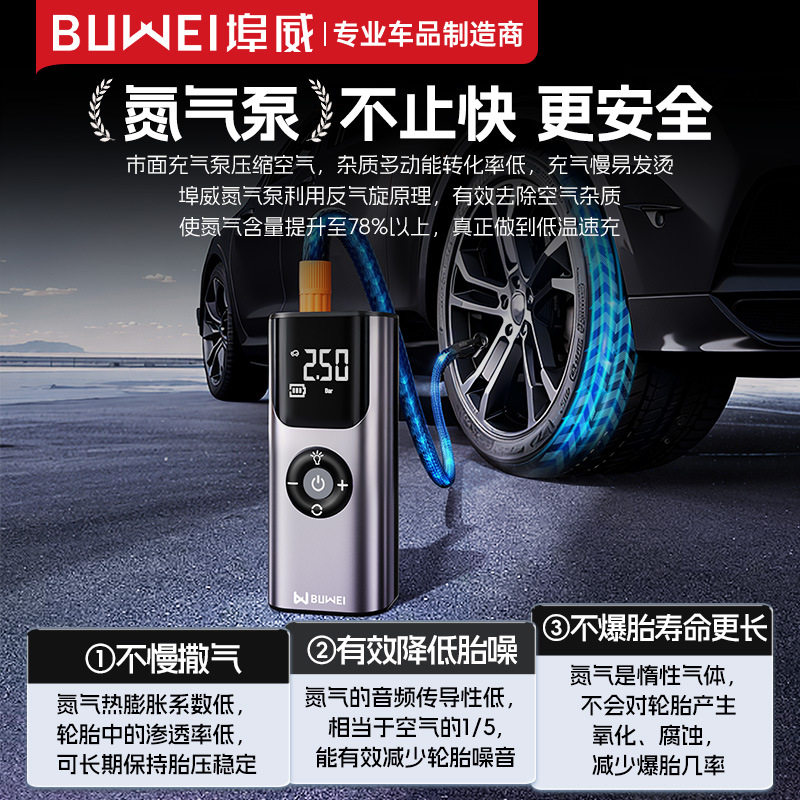 Car Air Pump Portable High-Pressure Air Pump Car Tire Electric Inflator for Vehicles with Tire Pressure Measurement Nitrogen
