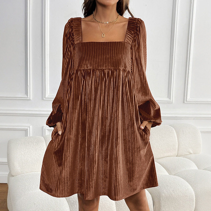 Velvet Party Dress Loose Fit Elegant Style Christmas Theme Wholesale Available fast shipping