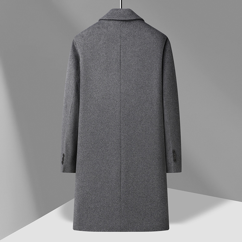 Áo khoác len cashmere nam dáng dài cổ lật phong cách công sở — Màu đen, Xanh Navy, Màu xám