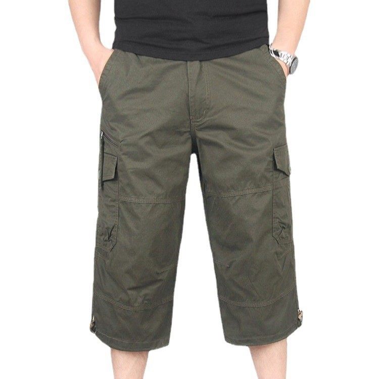 夏男士宽松七分裤工装多口袋裤子户外男运动裤中腰棉休闲青年裤潮