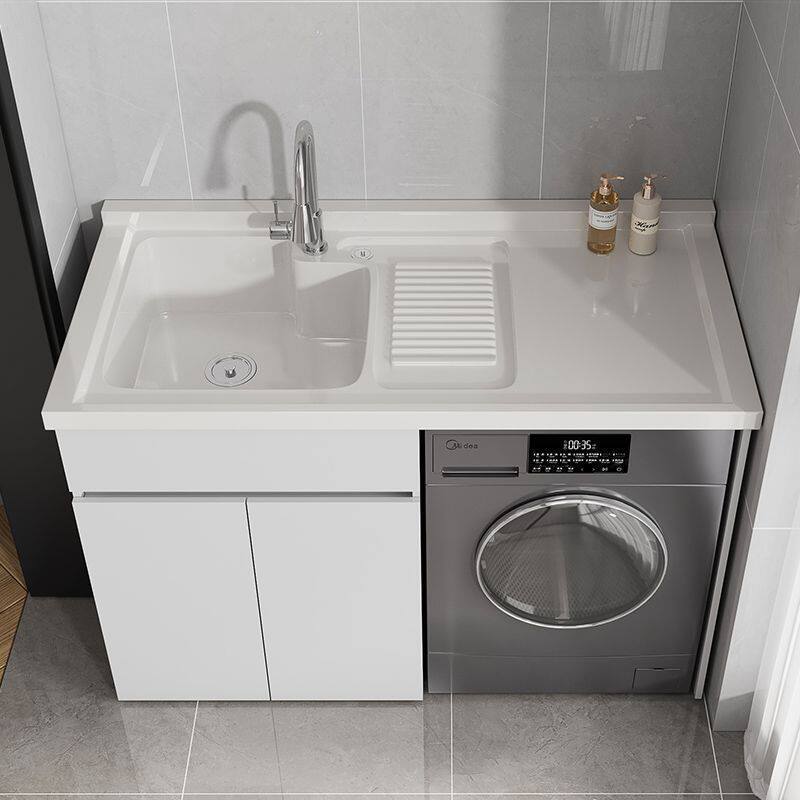 Honeycomb Aluminum Balcony Laundry Cabinet Companion Combination Drum Washing Machine Cabinet Integrated Laundry Sink with Washboard
