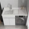 Honeycomb Aluminum Balcony Laundry Cabinet Companion Combination Drum Washing Machine Cabinet Integrated Laundry Sink with Washboard