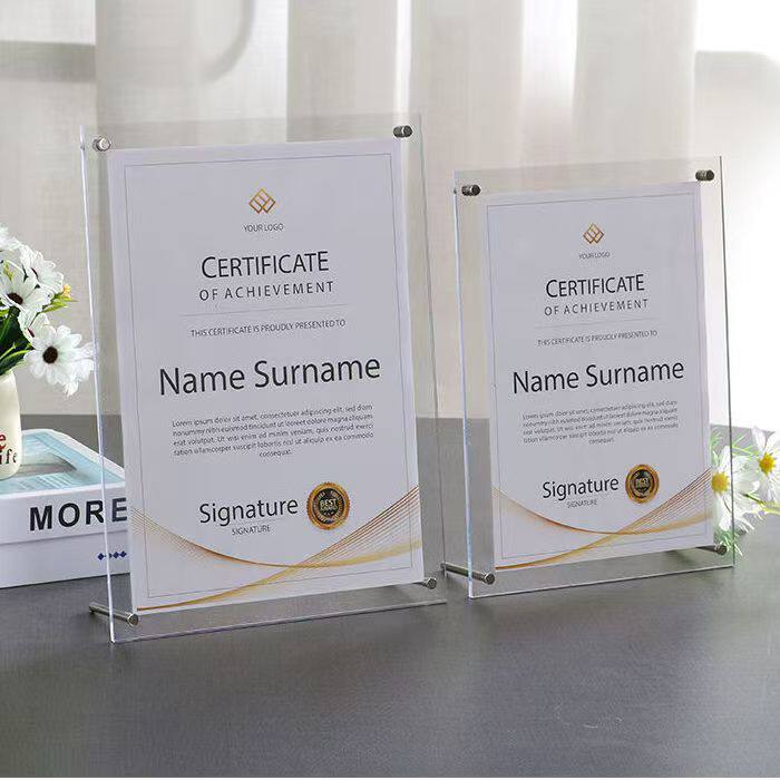 Acrylic Photo Frame Table A4 Certificate of Honor Certificate Frame Business License Frame 6inch 7inch Acrylic Authorization Plate