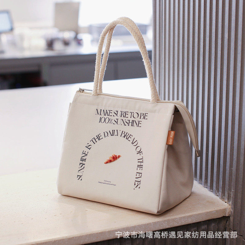 大号手提保温袋便当包饭盒袋上班族学生野餐带饭帆布午餐包露营