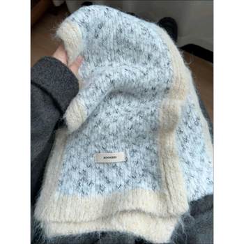 Wool Color Matching Scarf Women's Winter 2024 New Korean Fashion Blogger All-match Atmosphere Warm Neck Protection Trendy