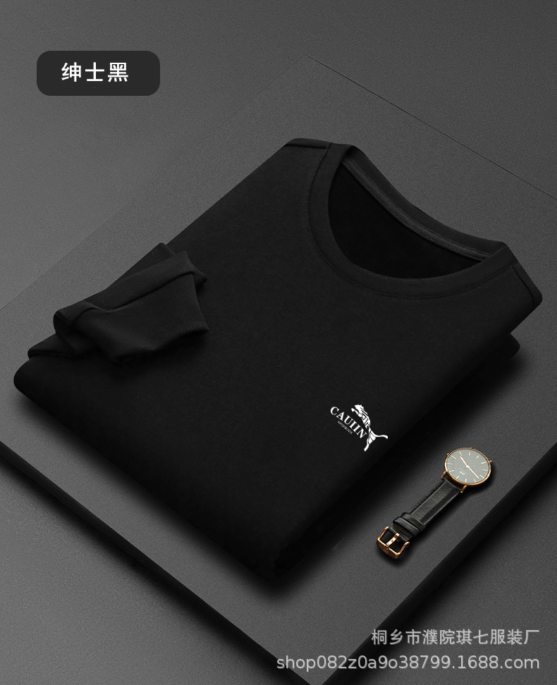 2023男士冬季长袖加绒加厚男士卫衣六色可选时尚青年圆领长袖t恤