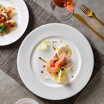 Cross-border Pure White Ceramic Plate Steak Plate Western Food Plate Pizza Plate High-class Restaurant Plate