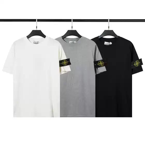 Cross-border STONE stone classic armband solid color woolen sweater pullover round neck T-shirt basic men's and women's ius foreign trade