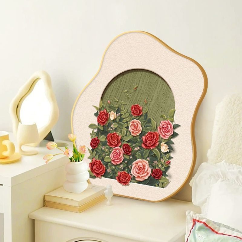 In-Stock Pearl Rose Decorative Painting for Display, Entranceway Ornament, High-End Living Room Wall Art, Niche Picture Frame