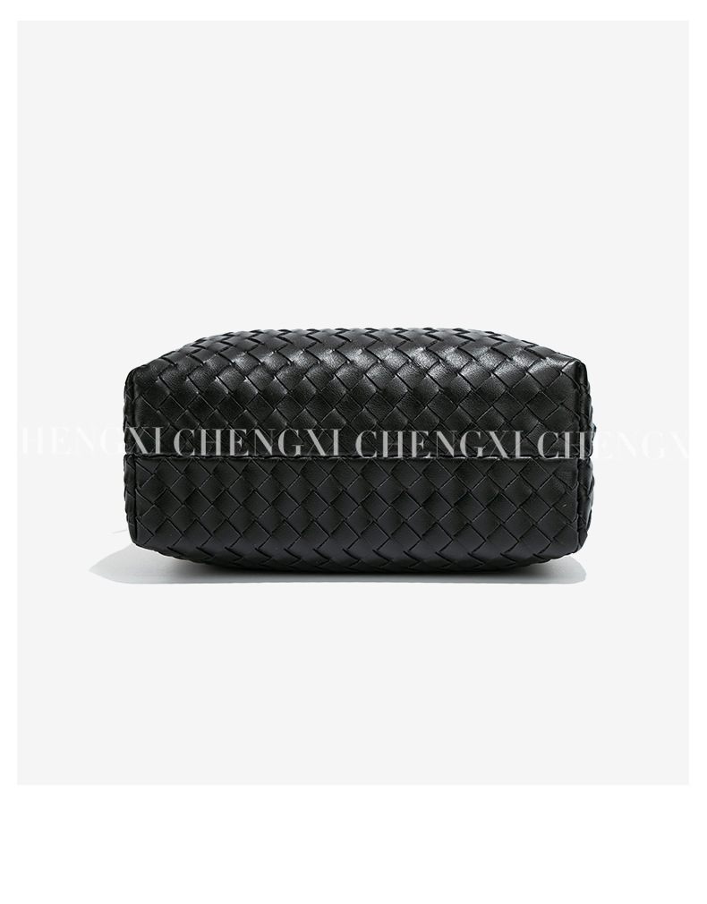 Túi bucket nữ đan phối dây đeo chéo, túi tote xách tay dáng xô phong cách retro — Nhà máy riêng, có thể tùy chỉnh theo yêu cầu., Y2821 # Đỏ rượu/Đen, Y2821 # Sô cô la, Y2821 # Xám ấm/Đen