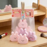 Новый продукт bunny влажный и сухой спонж-слойка для макияжа лица, инструмент для красоты, розовый, 6 пакетиков для слойки, оптовая продажа