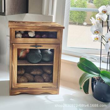 Wooden Square Home Kitchen Potato Onion Storage Box Countertop Vegetable Fruit Storage Box Kitchen Storage Box