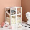 Customized Plastic Edge Glass Dressing Table Transparent Flip-Top Dust-Proof Desktop Organizer Lipstick Eyebrow Pencil Makeup Brush Storage