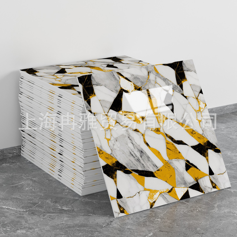 跨境外贸仿大理石鎏金3d墙面翻新装饰贴纸防油防水墙纸自粘瓷砖贴