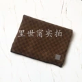 Leather label scarf—brown