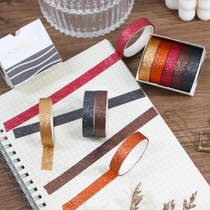 Glitter Tape Complete Set Creative DIY Stationery Planner Stickers Student Diary Material Film and Paper