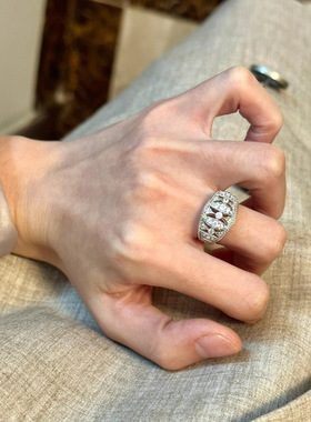 新款镂空圆形锆石开口戒指精致轻奢高级感食指戒小众气质百搭手饰