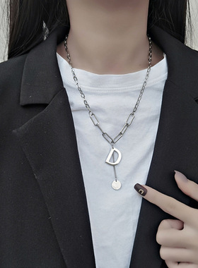 清仓！多款钛钢字母长款项链HMGB字母夸张个性首饰叠戴摇滚张扬