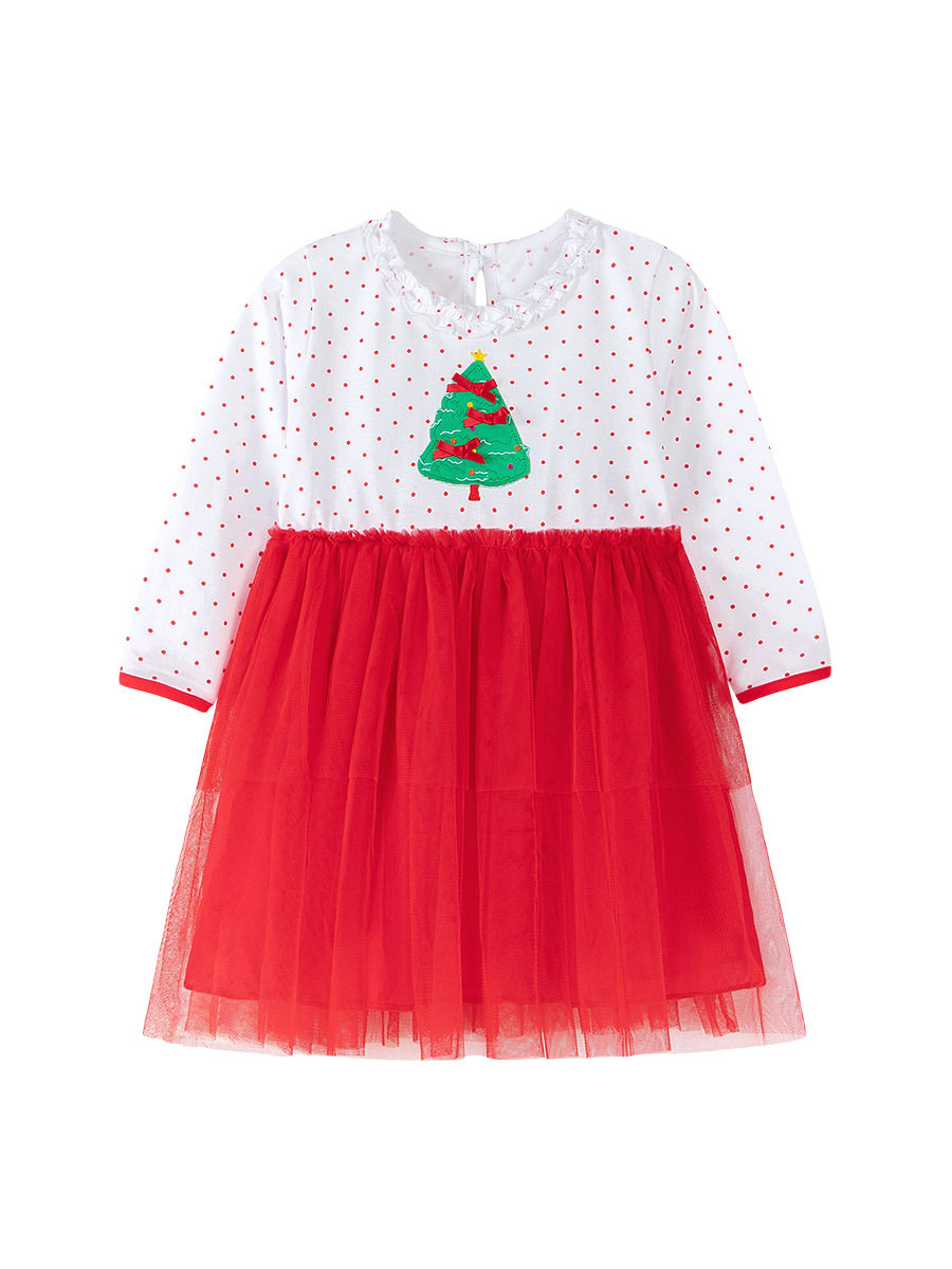 Christmas Style Girls' Dress, Autumn Mesh Kids' Dress, Cute Baby Dress