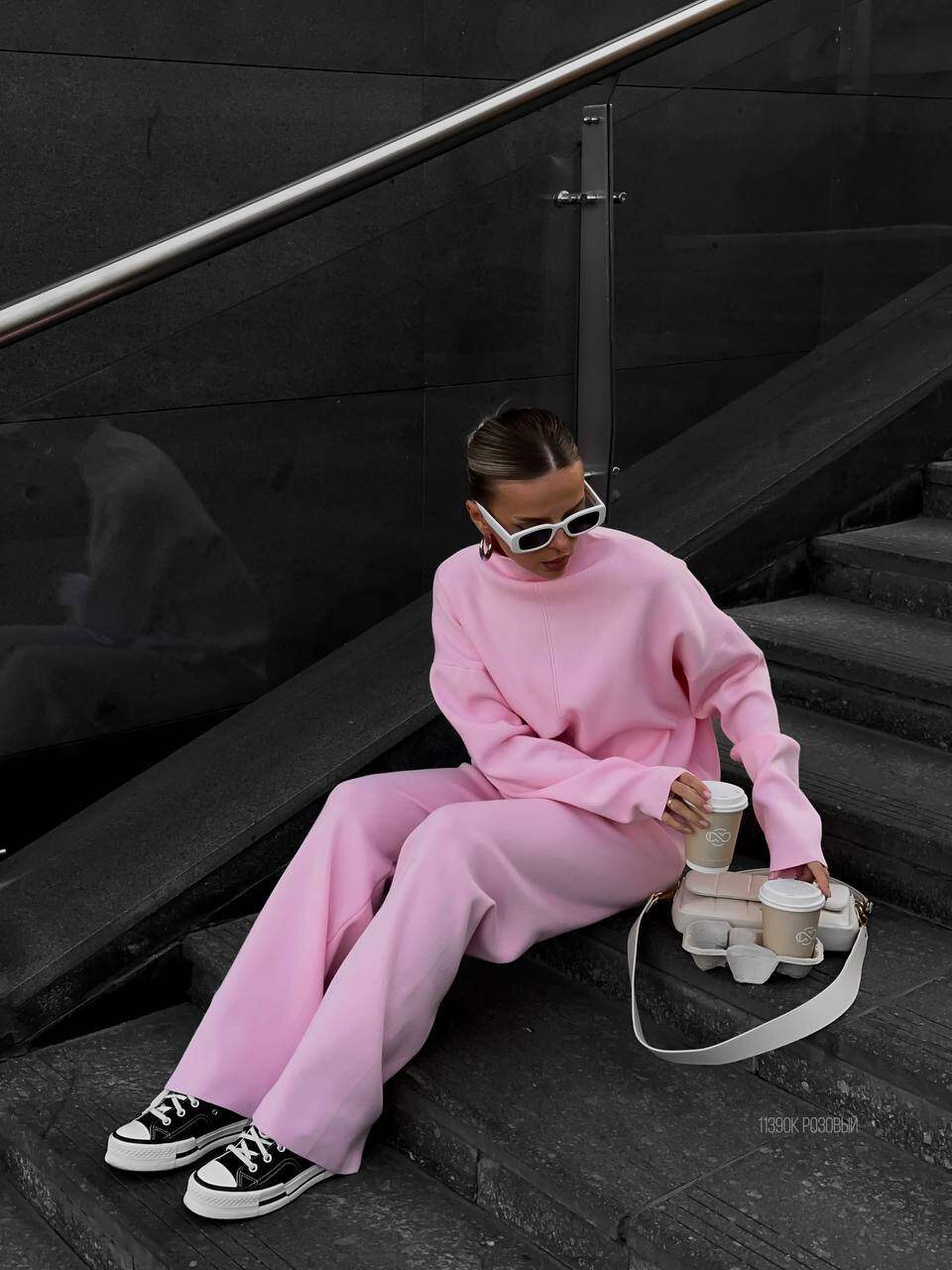 Womens Autumn Winter Oversized Sweater and Pants Set Long Sleeve Casual Split Design Perfect for Everyday Wear
