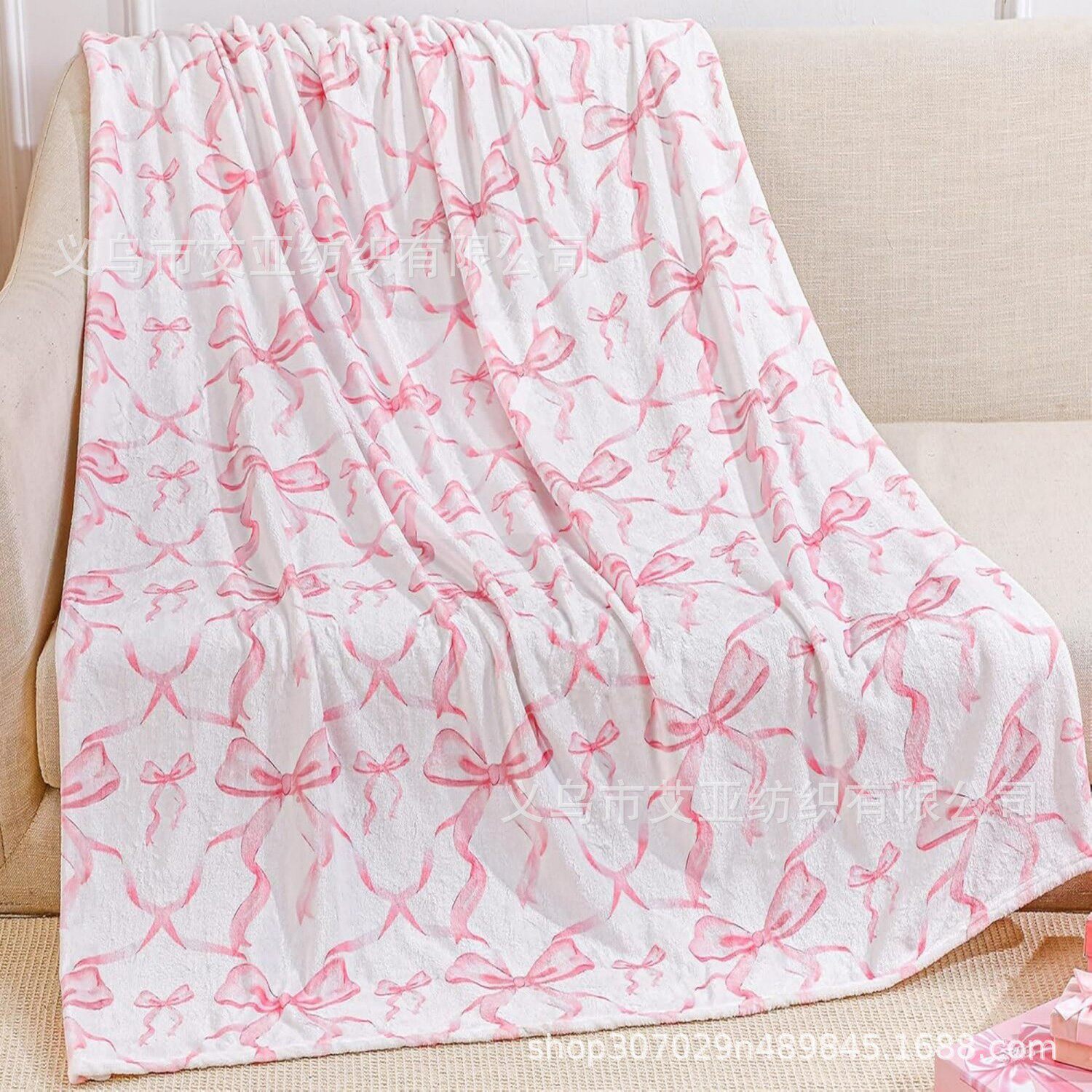 Bow Cover Blanket Cute Flannel Soft Blanket Girls Blanket Nap Blanket Air-conditioning Blanket Girls Bed Blanket