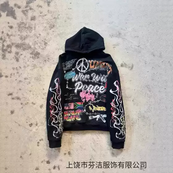 European and American Trendy Hip-Hop Brand Kanye West American-Style High Street Fashion 3D Printed Fleece-Lined Hooded Sweatshirt Hoodie