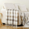 Sofa Blanket Imitation Cashmere Plaid Throw Blanket Tassel Blanket Leisure Blanket Gray and White Plaid Blanket Blanket