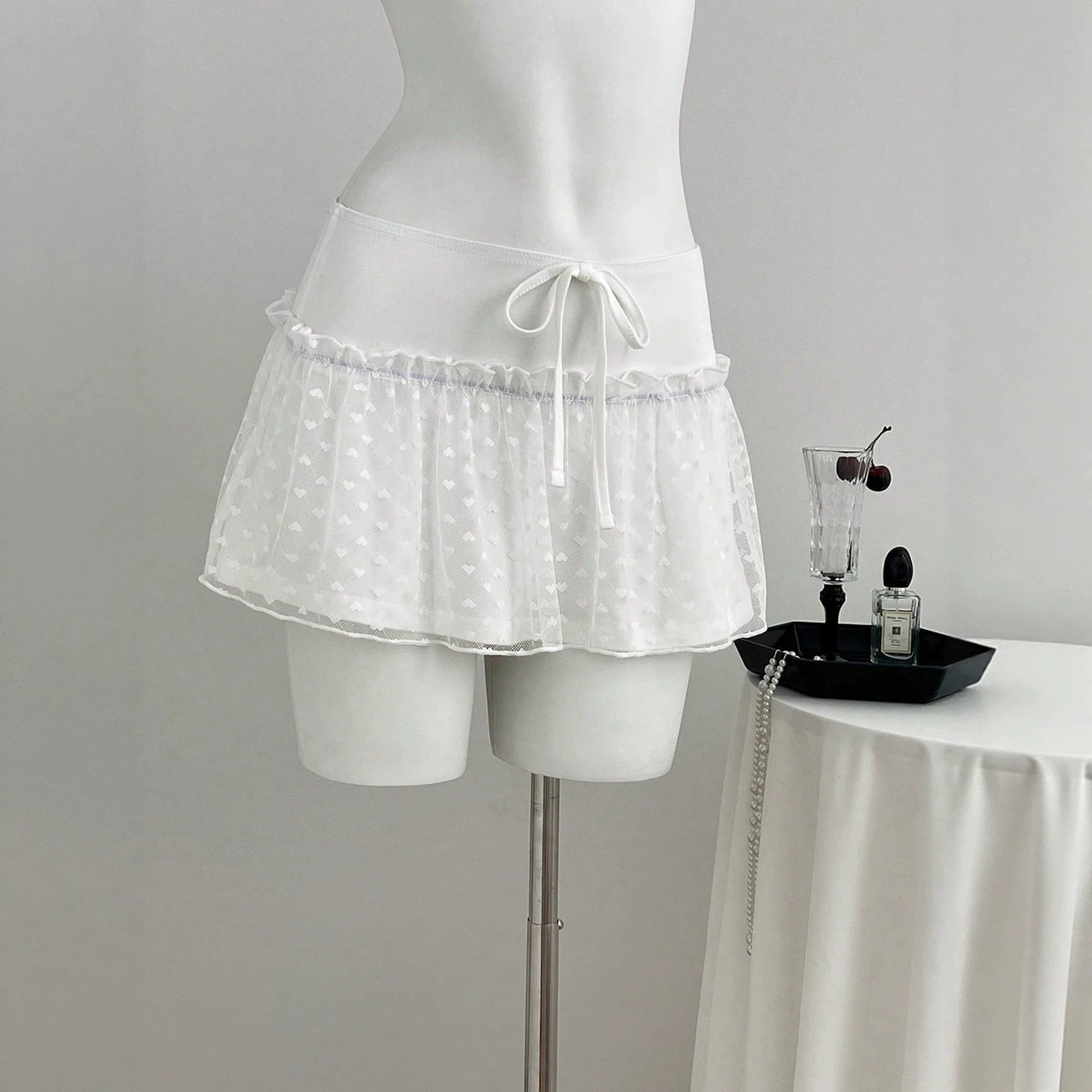 Lace Mini Skirt Low Waist A Line Design Elegant Style Perfect for Parties and Casual Wear Ready to Ship