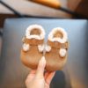 Baby Girl Birkenstock Shoes Winter Fleece-Lined Kidsren's Cotton Shoes Soft Sole Baby Toddler Shoes Girls Furry Shoes Boys Shoes