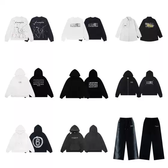 Cross-Border Trendy Brand Mm6 Unisex Loose-Fitting Terry Zip-Up Hoodie Sweatshirt Versatile In-Stock