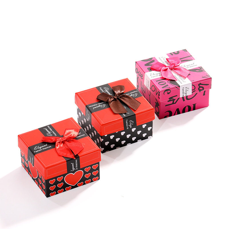 Internet red paper bracelet box gift box DIY heart bow watch box wholesale heaven and earth cover watch box