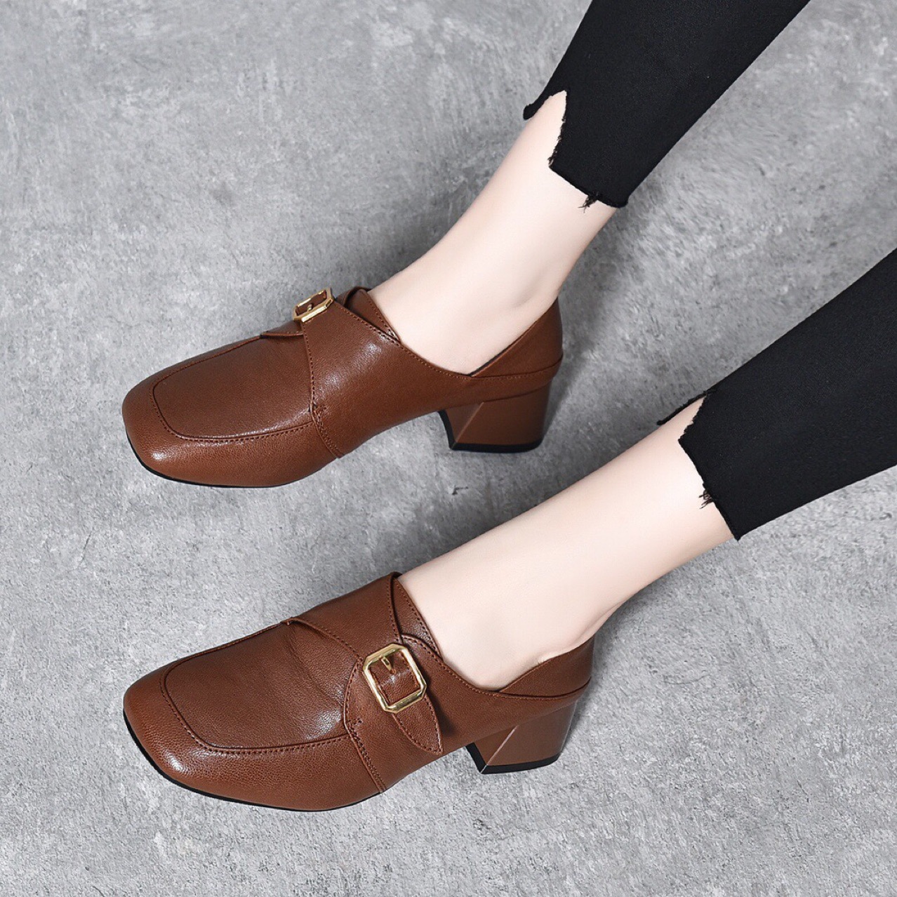 (Mới) Mã D6985 Giá 1490K: Giày Cao Gót Nữ Toopan Gót Vuông Hàng Mùa Xuân Thu Đông Giày Dép Nữ Chất Liệu Da Bò G04 Sản Phẩm Mới, (Miễn Phí Vận Chuyển Toàn Quốc).
