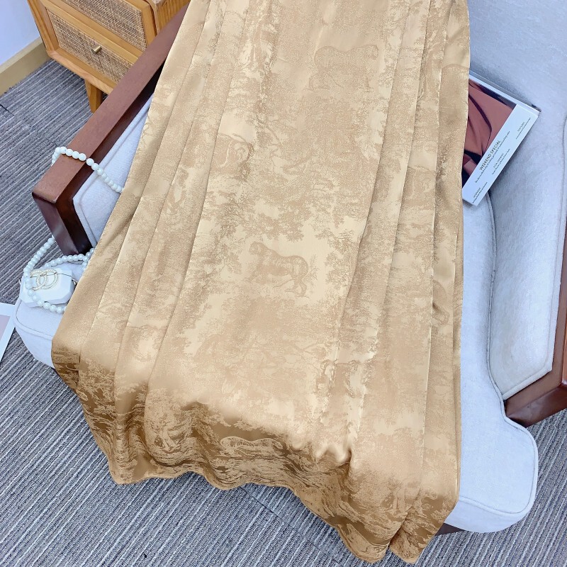 Chân váy dài lưng cao chất liệu sợi viscose dáng chữ A thanh lịch — Đen huyền, Trắng sữa, Vàng thông