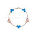 Five-flowered blue mother-of-pearl diamonds in rose gold