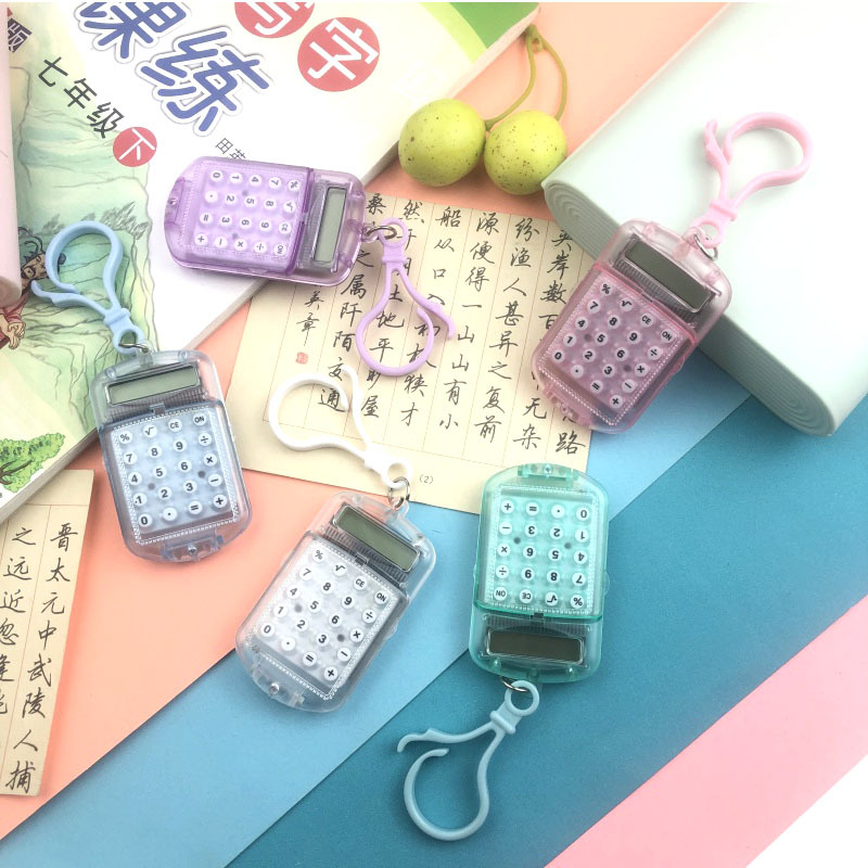 เครื่องคิดเลขขนาดเล็กโปร่งใสพลิกพวงกุญแจเงียบดูขนาดกะทัดรัดแ...