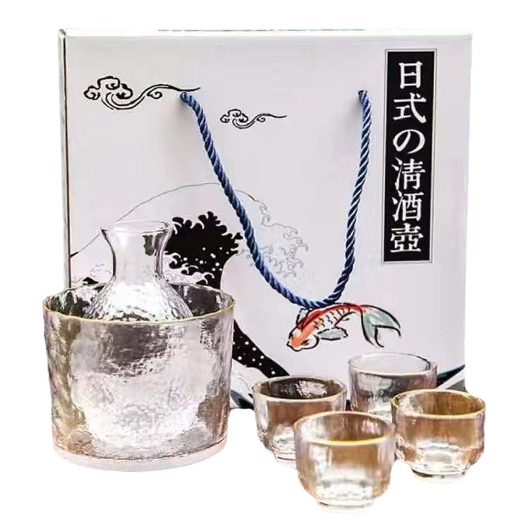 Liquor Wine Pot Set Glass Yellow Wine Warmer Hot Wine Pot Household One-Two White Wine Glass Hammer Edge Household Japanese-style