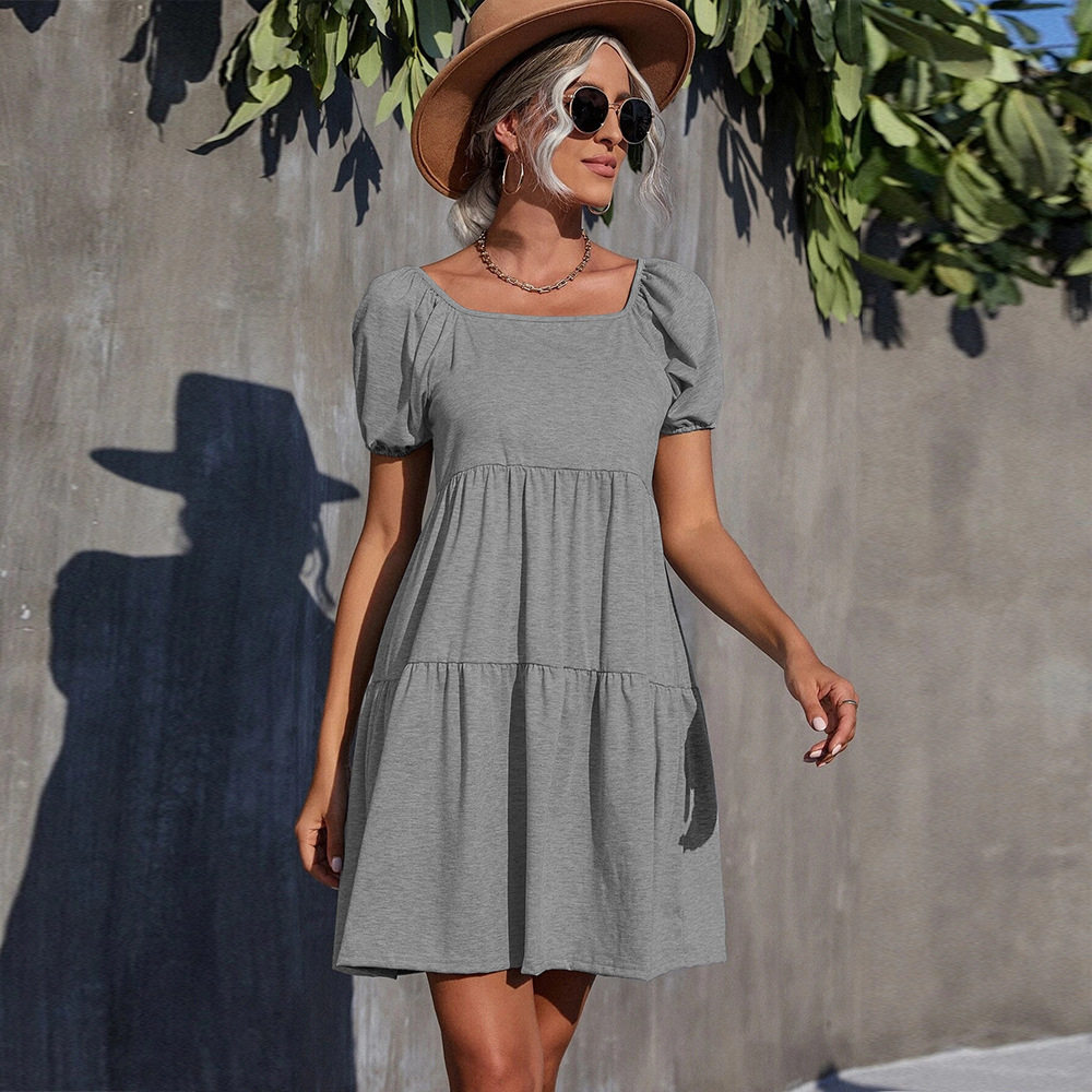 Knitted Square Neck Dress Simple Style Solid Color Elegant Fit Perfect for Casual or Formal Occasions Wholesale