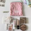 ♔ Portable Cosmetic Bag for Going Out, Thin Macaron Contrasting Color Lipstick Cosmetics Storage Bag, High-Looking Simple Zipper