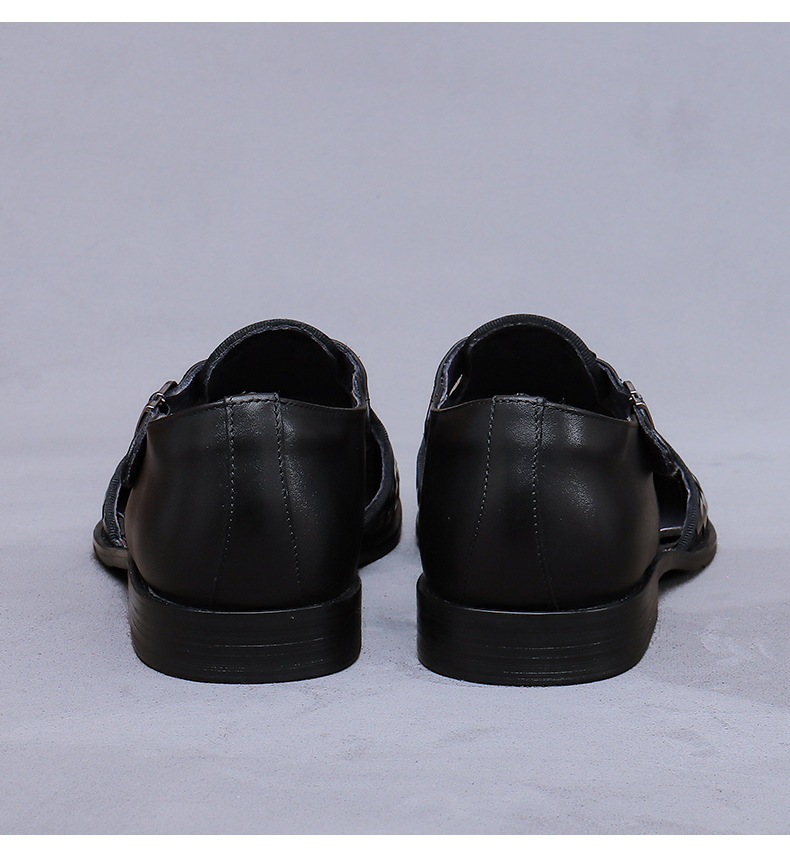 Sandal da nam bít mũi cổ điển khóa cài thoáng khí — Màu nâu, Màu đen