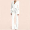 in stock 2025 European and American Designer New Lotus Leaf Swing Slim Top Jacket Micro Lar Pants suit Two-piece Set