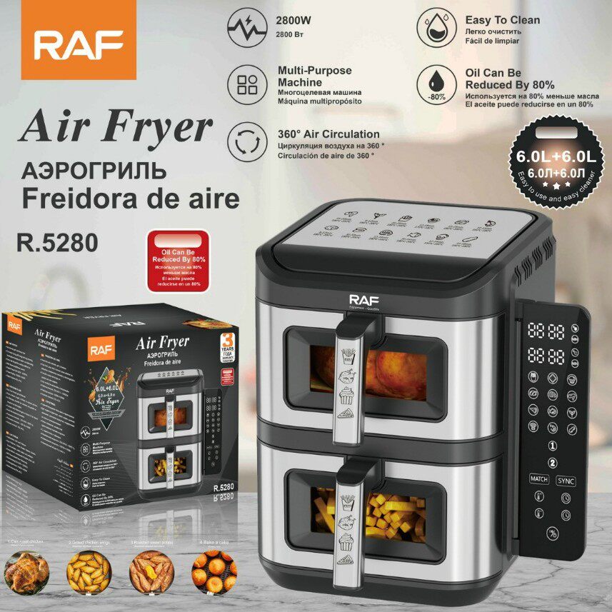 RAF household multi-function smart double-layer oven fume-free air fryer French fry electric fryer R.5280