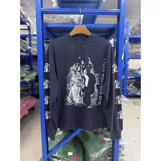 Enfants Rich Deprimes Character Print Long-Sleeved T-Shirt for Men and Women, Loose Round Neck Trendy Base Shirt
