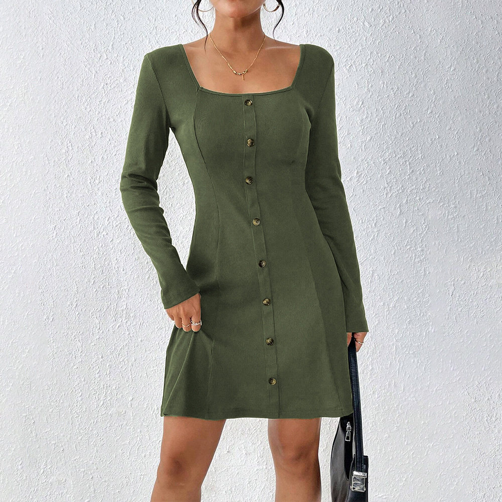 Elegant Womens Dress Minimalist Style Square Neckline Short Length Spring Summer Occasion Wholesale Available