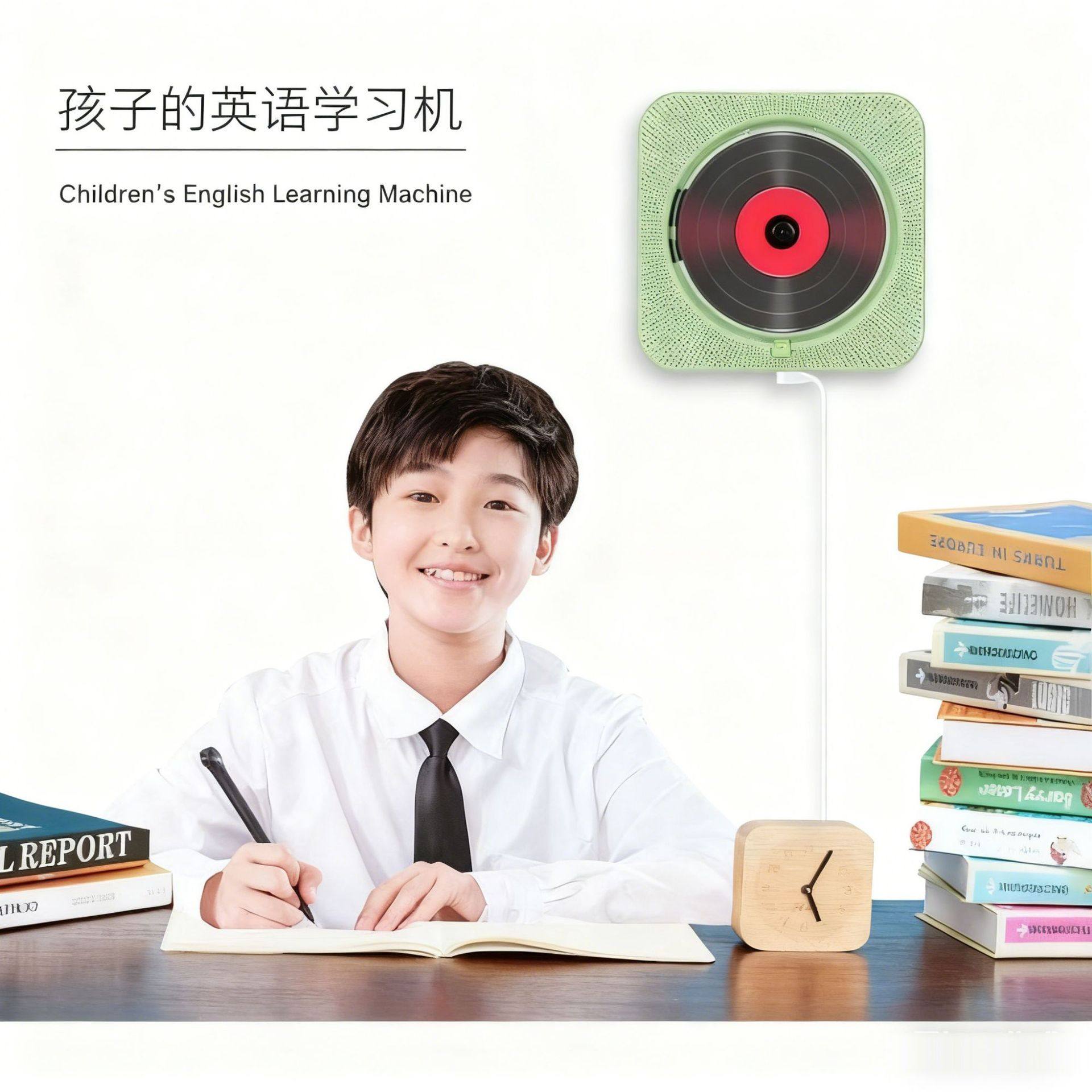 Cross-Border Portable Student English Repeater Home Wall-Mounted Bluetooth Cd Player Dual-Speaker Cd Player