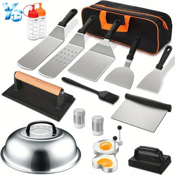 Cross-border Hot Selling Stainless Steel Barbecue Tools suit Cooking Shovel Combination Baking Tools Outdoor Camping BBQ Barbecue suit