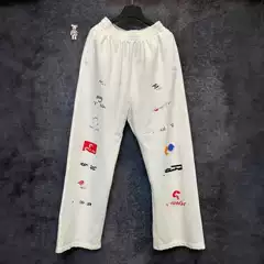 Correct version BL home 2023 new front and rear full logo printed sweatpants washed and worn craft loose version