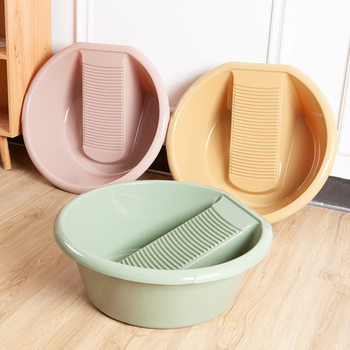 Plastic Laundry Tub with Washboard Integrated Basin Household Large Special Plastic Thickened Children's Laundry Tub Wholesale