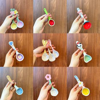 Ins Style Girl's Heart Cute Ceramic Spoon Household Baby Eating Spoon High-value Dessert Spoon Yogurt Oatmeal Spoon