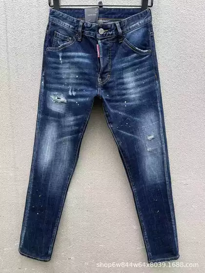 C069 Basic D2 High Street Trendy Brand Jeans American Style Cross-Border Men's Denim Trousers European Style Slightly Stretchy Denim
